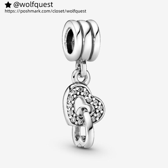 Pandora Interlocking Hearts Dangle Charm - Picture 1 of 4